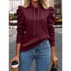 2025 Autumn Winter New Polo Hoodie Solid Color Long Sleeve Fashion Stacked Sleeve Casual Comfortable Women's Hoodie