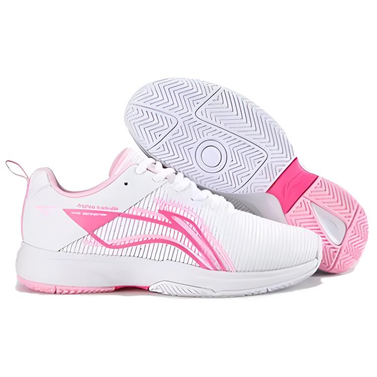 Li Ning Comfortable And Breathable Slip Resistant Abrasion Resistant Low top Casual Shoes Women's Pink White AVQS004-1