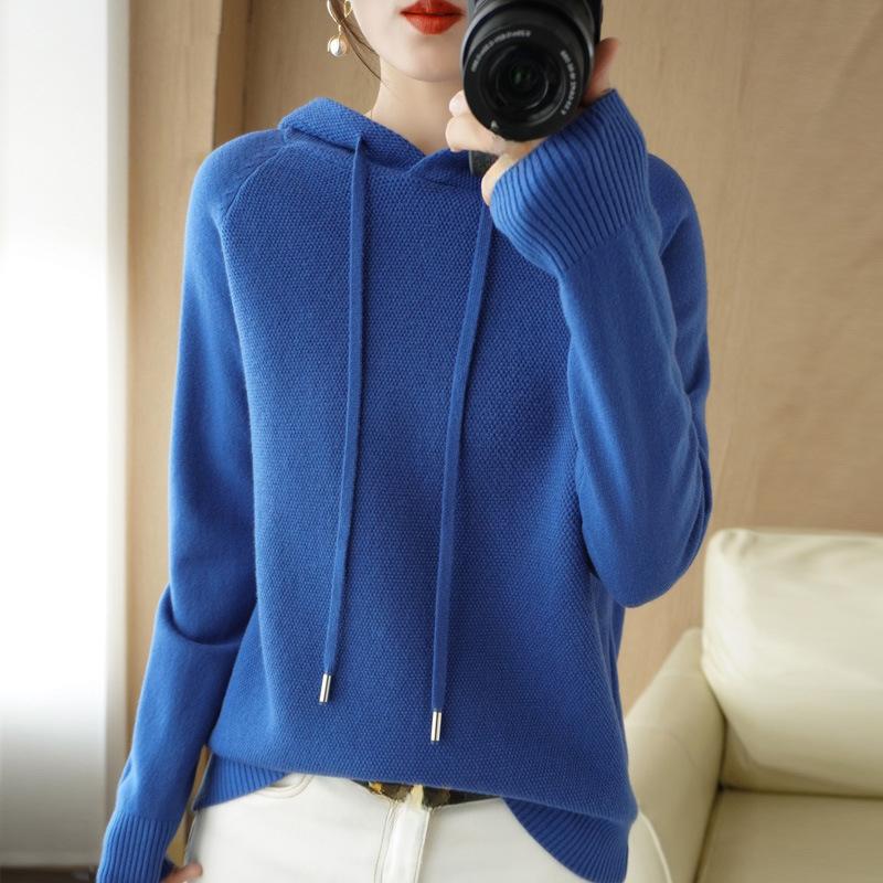 Hooded Knitted Hoodie Women's Autumn and Winter Pullover Casual Loose Sweater Versatile Knitted Sweater