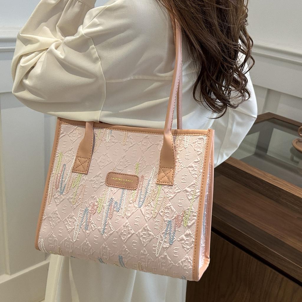 Large capacity canvas bag women's summer fashion mommy bag commuter shoulder tote bag going out portable short trip bag