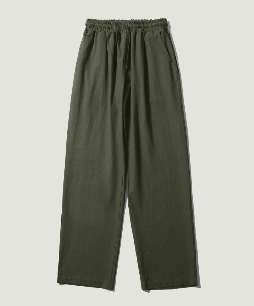 EASE Linen Elastic Waist Pants [Regular Fit]_Khaki_Unisex
