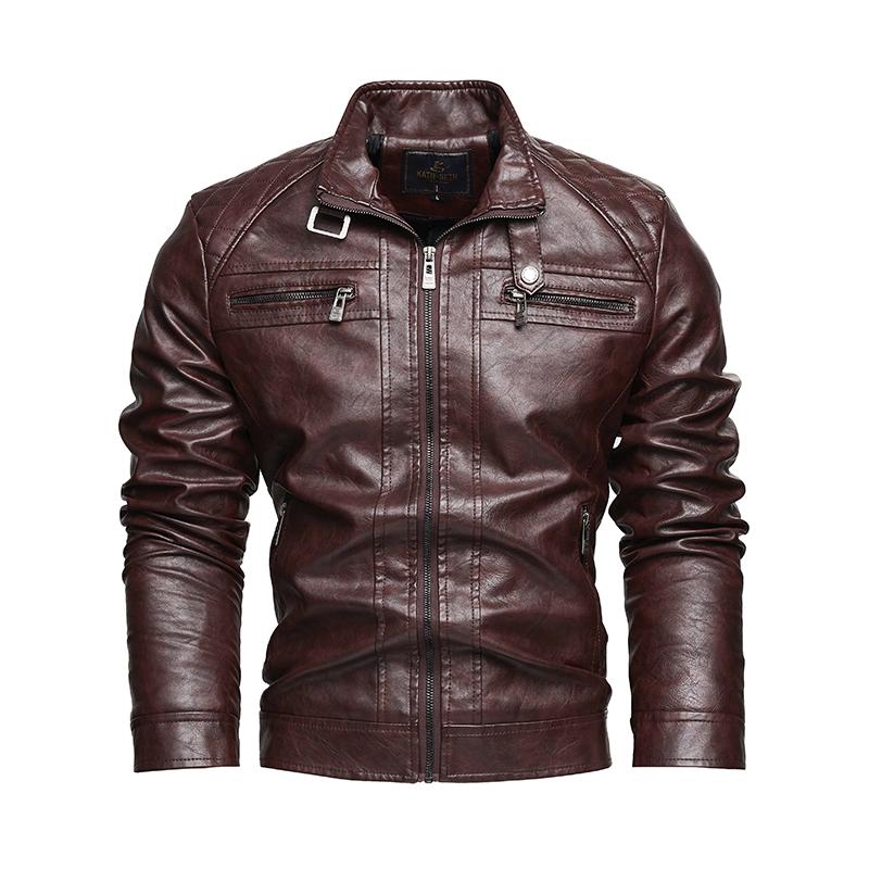 Men's Autumn And Winter Men High Quality Fashion Coat Leather Jacket Motorcycle Style Male Business Casual Jackets For Men Black Warm Overcoat