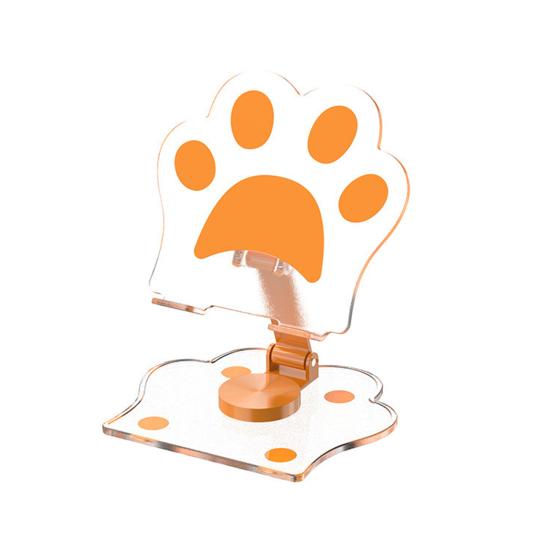 

Mobile Phone Holder Foldable Cat Paw Stand Adjustable Multi-Angle Rotation Acrylic Phone And Tablet Holder for Desk Office Travel Use S помаранчевий