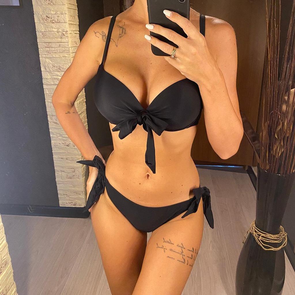 Costum de baie Bikini Push-Up cu Noduri Femei Costume de Baie Femei Set Bikini Două Piese cu Cupe Sutiene Costume de Baie Swim EMA
