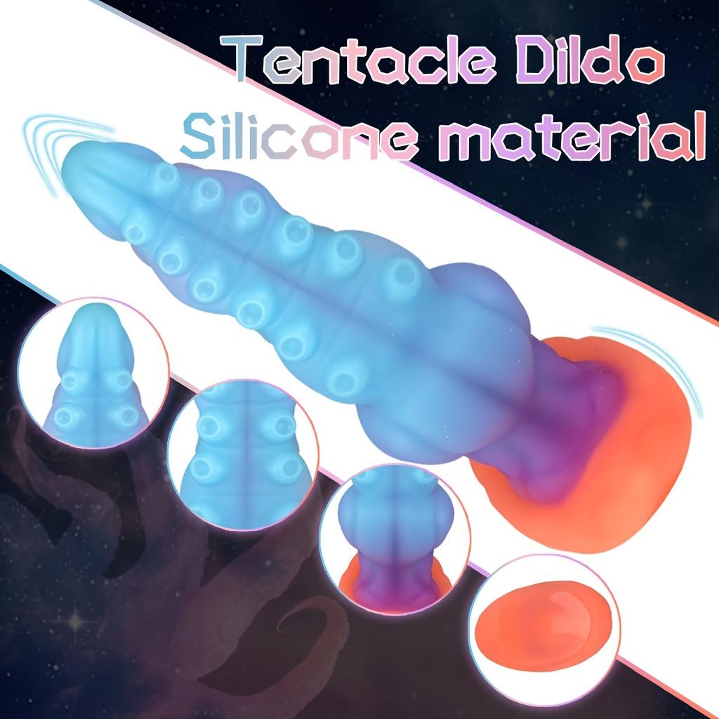 Glow in The Dark Tentacle Silicone Toy,Wearable Liquid Silicone Design,Granular Texture,Strong Suction Cup,Fantasy Collection,Soft Premium Material
