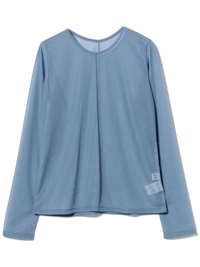 Ray Beams Women's Long Sleeve Tee with Sheer Center Seam, Blue, Free Size