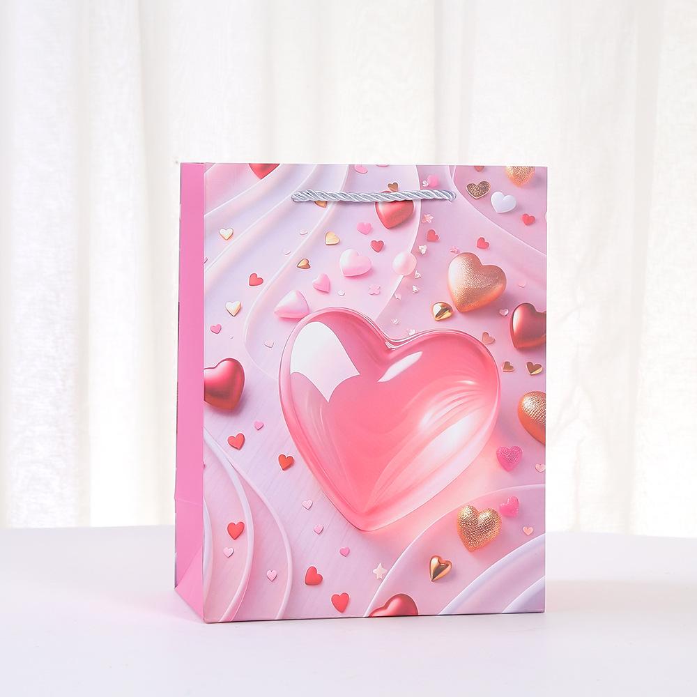 12pcs Heart Design Gift Bags For Valentine’s Day Bridal Shower Wedding Party Bags With Cute Love Heart Print