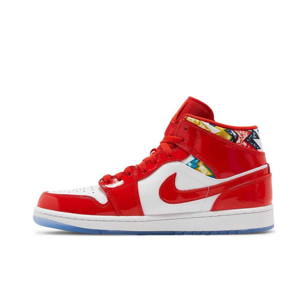 Air Jordan 1 Mid SE 'Barcelona Sweater' (Unisex) Chile Red / White / Pollen Vintage Basketball Shoes DC7294 600