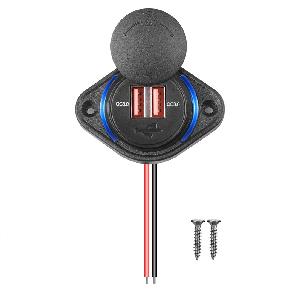 3,1A duální USB adaptér do autonabíječky s posuvným víčkem 12V-24V 36W QC 3.0 rychlonabíjecí zásuvka pro autobus RV člun ATV Auto Motorka Vodotěsný