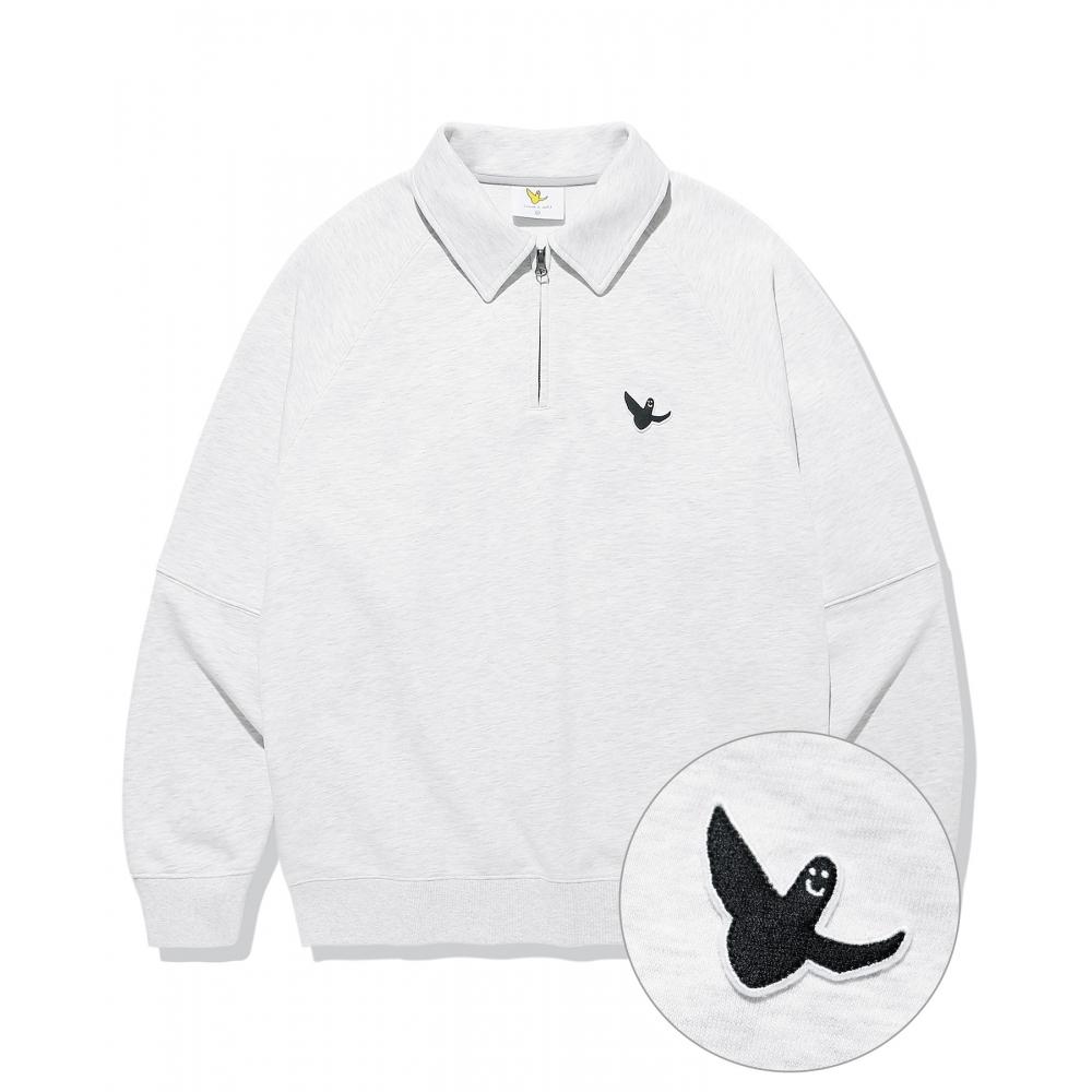 

WHATITISNT Angel Half Zipup Collar Sweatshirt Melange Gray