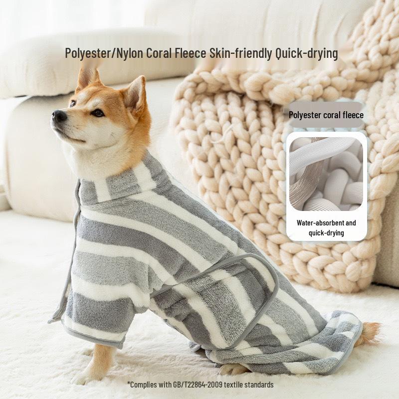 Quick-Dry Coral Fleece Pet Bathrobe for Dogs & Cats