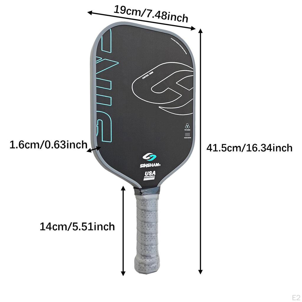 Carbon Fiber Pickleball Paddle Racket 14 cm Handle Breathable Gripping 16 mm Thick