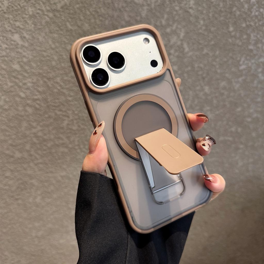 Applicable to iPhone17PROMAX mobile phone case anti-fingerprint invisible magnetic suction bracket Apple 16/15 protective case