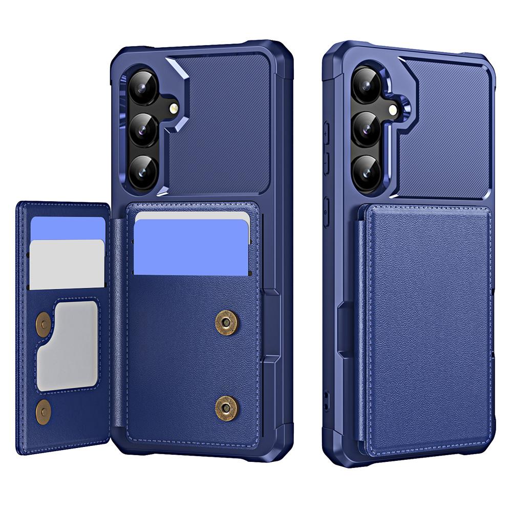

For Samsung Galaxy A55 5G Case Card Slot Kickstand Leather+TPU Reinforced Corner Phone Cover Dark Blue