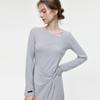 ELLE Women's French Pleated Twist Knot Long Sleeve Dress