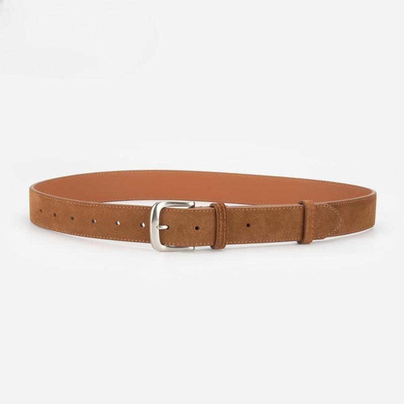 New Matte Leather Belt for Women's Retro Simple Versatile Pin Buckle Skirt for Jeans Decorative Belt for Women