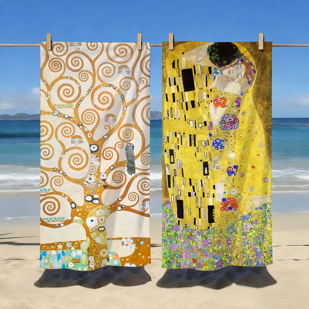 The Kiss Gustav Klimt Painting Towel Soft Pool Gift For Travel Gym Shower Camping Quick Dry Sports Large Beach Towels