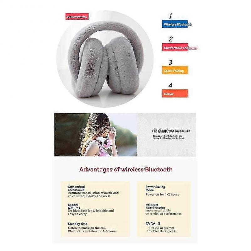 Winter Ear Warm Headphone Wireless Bluetooth 5.0 Earmuffs Headphone Earmuffs with Extra Soft
