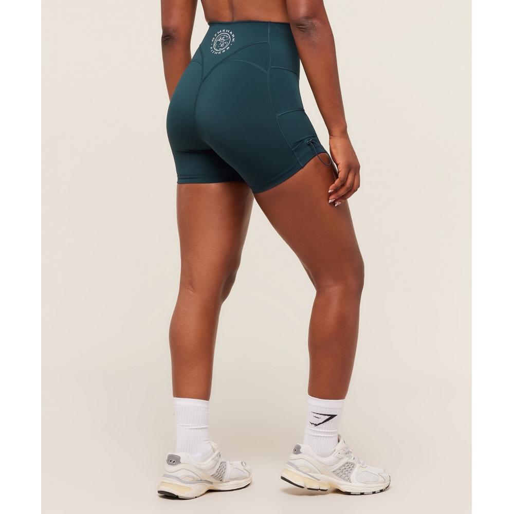 Gymshark Legacy Logo Tight Shorts Deep Petrol Blue B7a4g Udrl