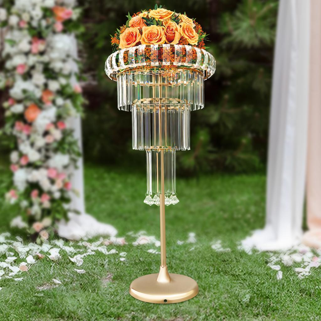 4-Tier Crystal Flower Stand, Modern Tiered Display Rack-24cm Base & Rounded Edges-Luxury Decorative Stand for Gardens/Balconies