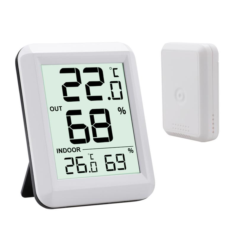 Termómetro Higrómetro Inalámbrico Habitación Bebé Pantalla LCD Digital Monitor de Temperatura y Humedad Estación Meteorológica Interior Exterior Sensor -40C