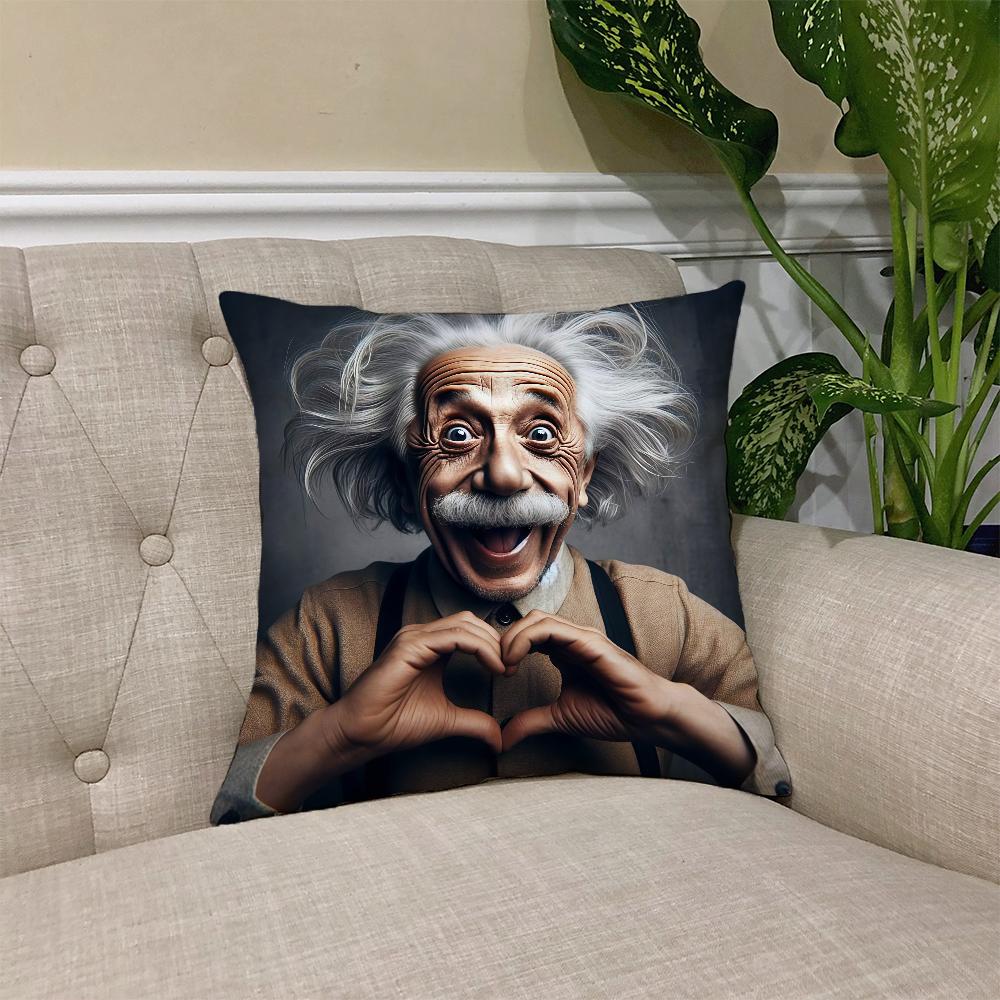 A-Albert E-E-EINSTEIN Cushion Cover Square Sofa Cushion Cover Casual Skin-Friendly Comfortable Pillow Cover