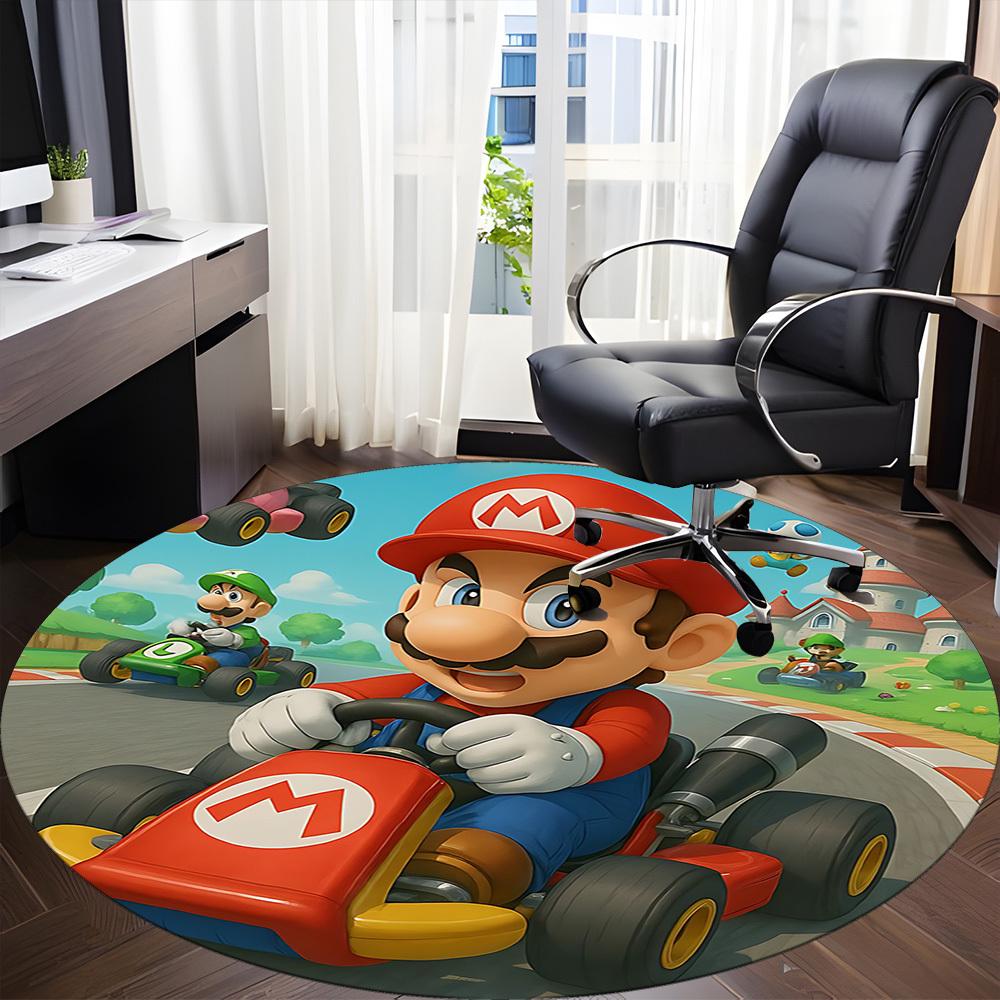1pc Mario Kart Race Office Round Area Rug, Bedroom Living Room Home Decor, Room Deco, Offic A1016230