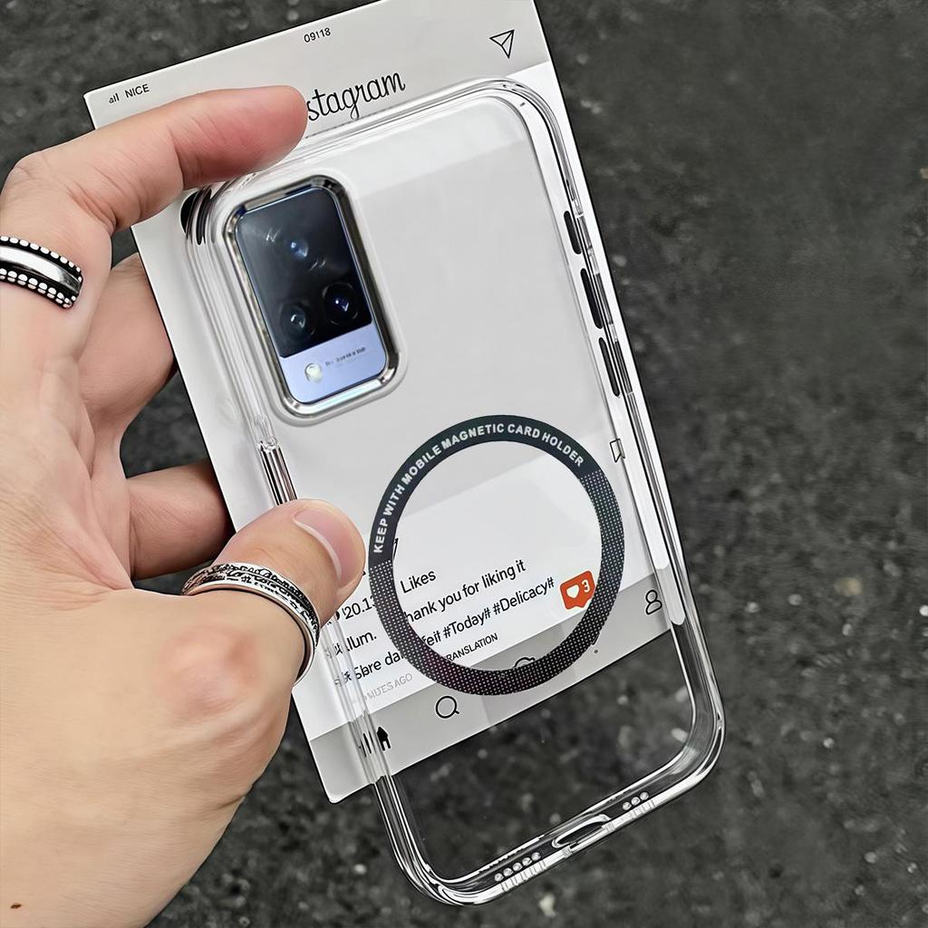 Case for Vivo Y78 5G Minimal Semi-Transparent Magnetic Casing Raised Electroplated Lens Bezel Anti-Slip Drop Resistant Protective Shell