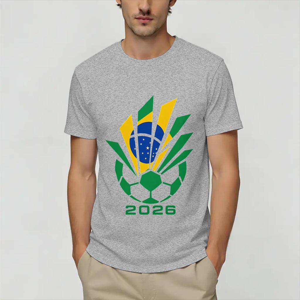 Unisexs Brazil 2026 Soccer T Shirts 100 Cotton Clothes Fashion Short Sleeve Round Neck Tee Shirt Plus Size TShirts