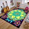 Colorful Mandala with Floral Accents Patterned Carpet, Non Slip Mat Suitable for Living Room and Bedroom Sofas