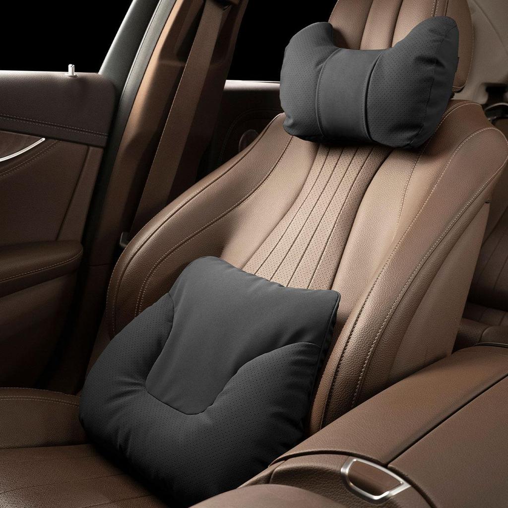 Bil Nakkestøtte Minneskum Pute Lendenstøtte - Tretthetslindrende Puter for Nakke & Rygg