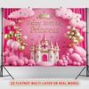 Sfondo Principessa Castello 2D Rosa e Oro per Festa di Compleanno Bambine Piccole