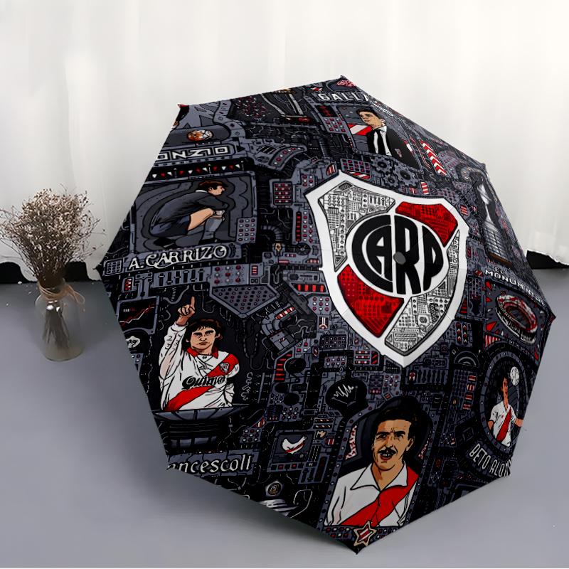 Printed Club Atlético River Plate Printed Folding Umbrella,Outdoor,Leisure,And Travel Umbrella,Durable Umbrella Fabric,Birthday And Holiday Gift