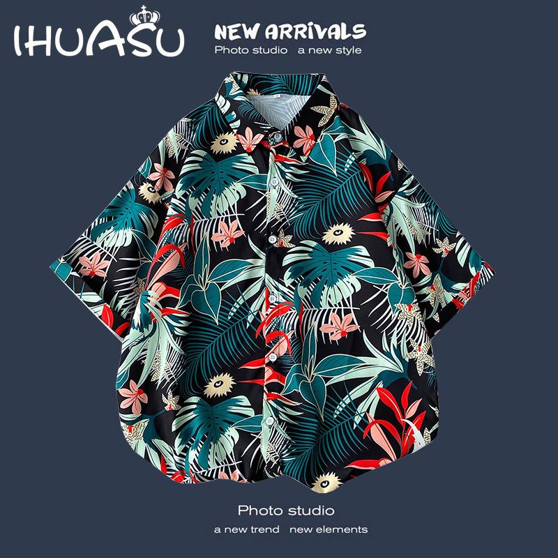

Новые весенние и летние тонкие рубашки в стиле ретро с цветочным принтом, свободные рубашки с короткими рукавами, мужские модные пляжные топы
