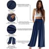 Women Plus Size Wide Leg Pants Solid Color Full Length Trousers Spring Autumn Ladies Fashion Band