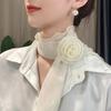 Candy Women Color Chiffon Silk Scarf Rose Decor Neck Collar Sunscreen Neckerchief Thin Summer Soft