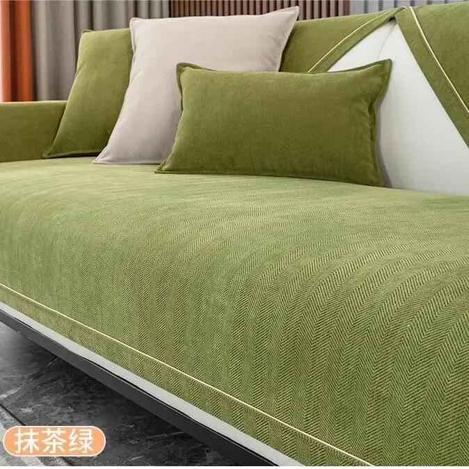 Chenille L-shaped Sofa Cushion Pillowcase Anti Slip Wear-resistant Solid Color Settee Towel Universal for All Seasons Sofa Cover