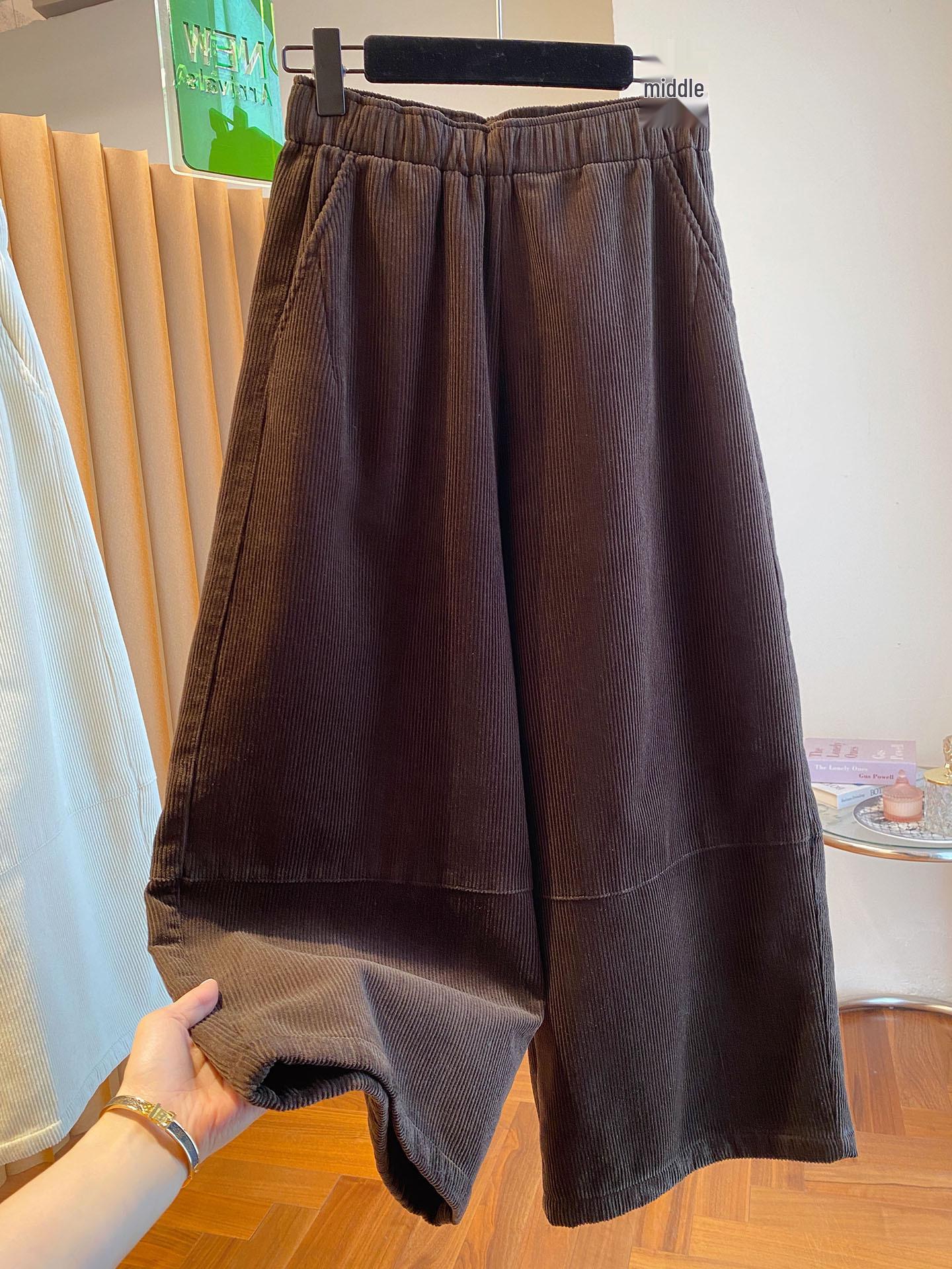 Stylish Women s Fleece-Lined Pants - Autumn/Winter 2026, Loose Wide-Leg, Straight, Cropped, Versatile. XL