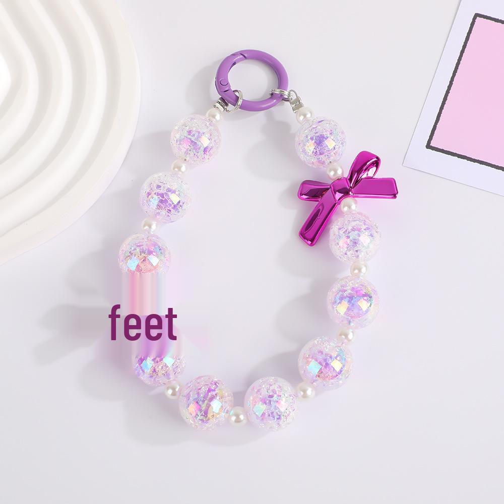 Dopamine Bowknot Phone Lanyard & Heart Bag Charm фиолетовый