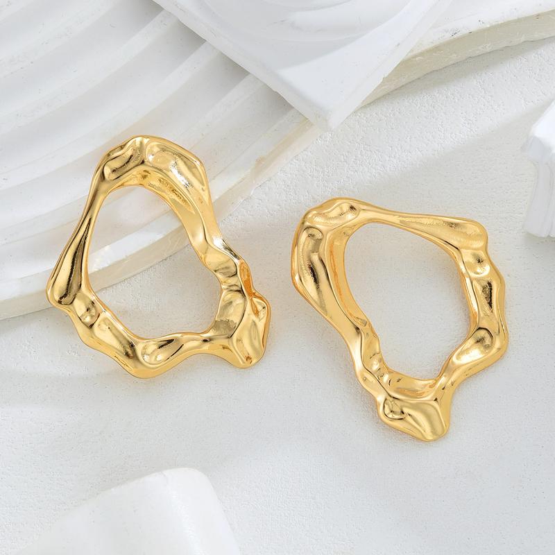 

Minimalist Metal Lava Geometric Stud Earrings for Women Personality Gold Color Hollow Irregular Earrings Designer Zircon Gifts