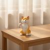 Dog Figurine with Neck Scarf Glossy Seated Compact for Office