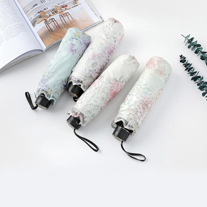 3 Folding Women Lace Rain Umbrella Strong Windproof Anti UV Luxury Paraguas Sun Protection Outdoor Sunny Rainy Parasol Gift