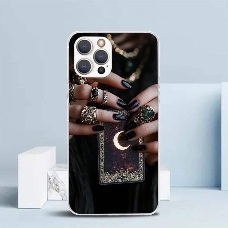 Witch Tarot Card Soft Cover for iPhone 16 17 Air 15 14 Pro Max 16E Phone Case 13 Mini 12 11 7 SE 8 Print Pattern Fit Cases 16 17