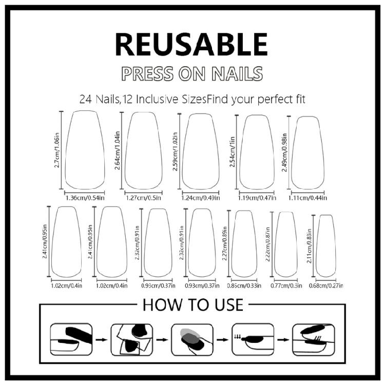 Coffin French Tips Fake Nail Glues On Nail Stick On Nail Press On Nail Artificial False Nail for Womens and Girls