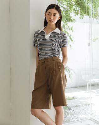 GIEMAR Two Tuck Bermuda Pants Brown