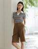 G Mar Two Tuck Bermuda Pants Brown