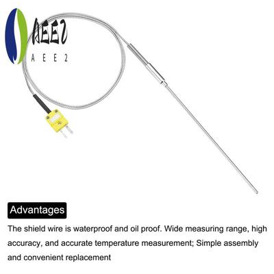 AEE2-K Type Thermocouple With Plug, Meter Temperature Sensor Probe -50 To 1100°C,3.3Ft Wire