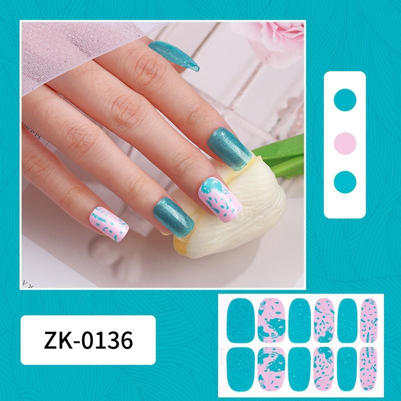12-finger White No-Bake Nail Decal Fully Coated with Waterproof Long-lasting Nail Patch Simple Wind Nail Polish Adhesive