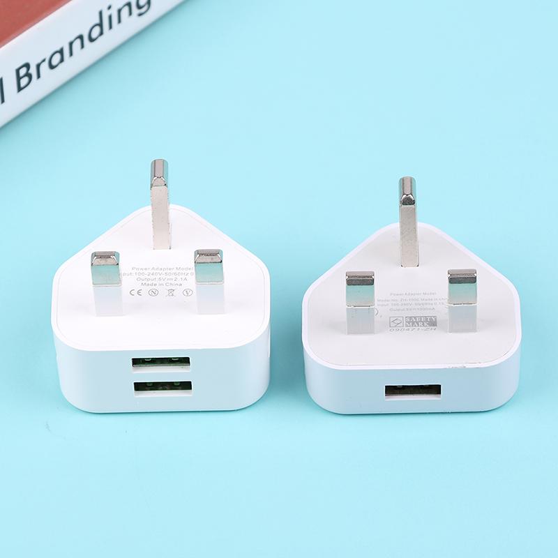 Universeller UK-Stecker 3-Pin Wandladegerät-Adapter mit 1/2 USB-Anschlüssen zum Laden für iPhone 11 für Samsung/Huawei Lade-Ladegerät