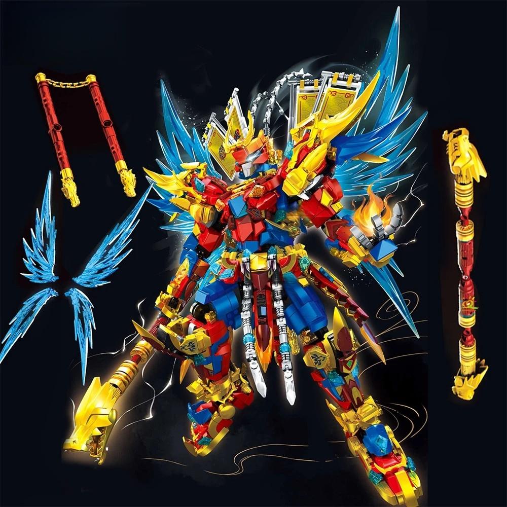 SunWukong Warrior Mech Building Set - Chinoiserie Action Figure Brick Model, Collectible Display Toy for Adults & Fans
